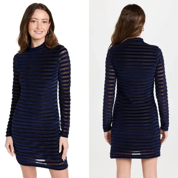 BAUM UND PFERDGARTEN Jeraldine velvet sheer stripe Dress small - Picture 2 of 8